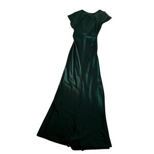 Lulu's Emerald Green Satin Maxi Dress Cowl Neck Formal XS